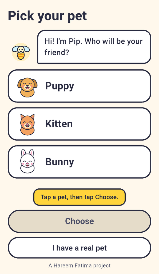 Pick your pet screen