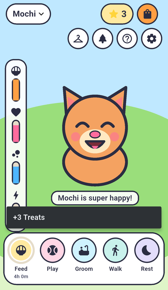 Feeding Mochi earns three Treats