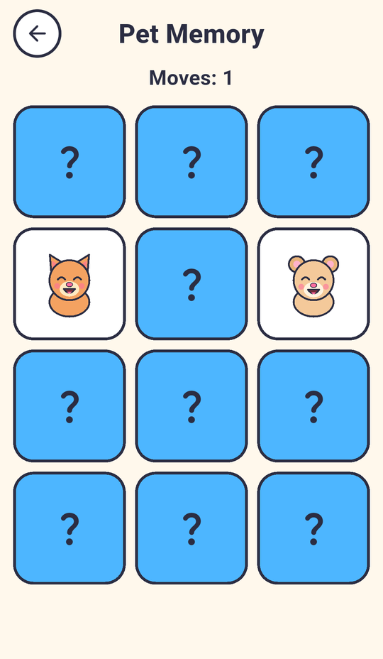 Pet Memory card game