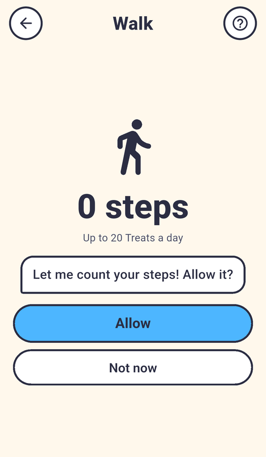 Walk screen with step counter